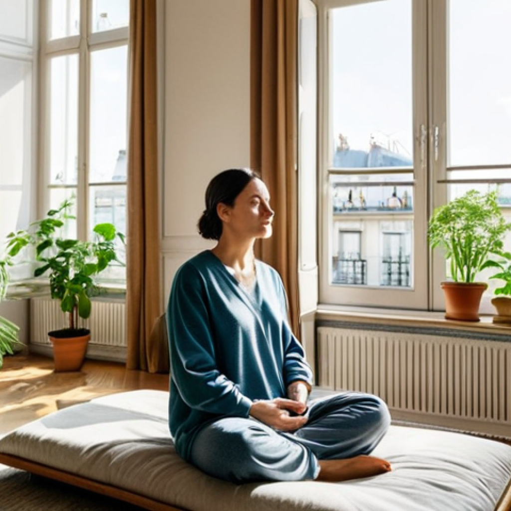 디지털 페인 관리와 효과적인 커뮤니케이션 - **

"A woman practicing mindful breathing in a sunlit Parisian apartment, surrounded by houseplants,...