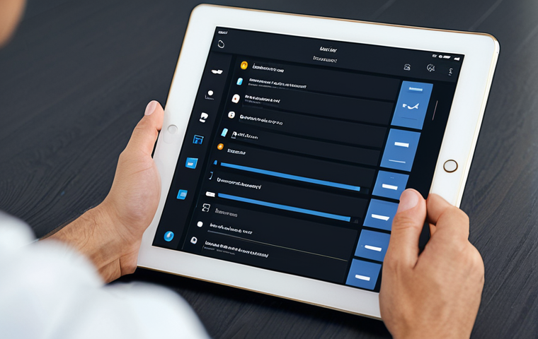 디지털 페인 관리 도구의 사용자 인터페이스 UI - Clean & Intuitive Task Management App**

"A person using a task management application on a tablet, ...